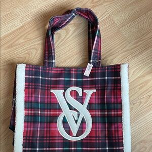 Victoria's Secret Red and Black Plaid Tote